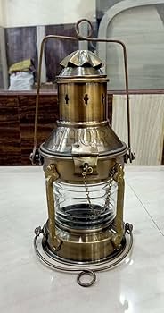 SHIPS LANTERN 　オイルランプ　KEROSENE LAMP Amazon.com: New Antique Vintage Style Brass Nautical Miner